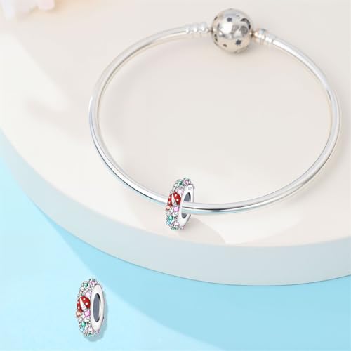 2pcs Stopper Spacer Beads for Pandora Bracelets, Sterling Silver Cross Ladybug Clip Spacer Charms For Bracelet DIY Jewelry Gift - color: Ladybug