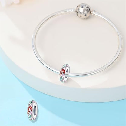2pcs Stopper Spacer Beads for Pandora Bracelets, Sterling Silver Cross Ladybug Clip Spacer Charms For Bracelet DIY Jewelry Gift - color: Ladybug