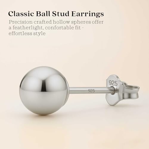 KEZEF 925 Sterling Silver Ball Stud Earrings for Women, 2mm to 10mm | Nine Bead Sizes, Three Finishes, Hypoallergenic Nickel Free Post, Butterfly Push Back, Sold As One Pair - color: Sterling Silver, size: 7mm