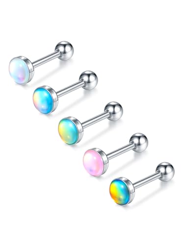 Aumeo 5PCS 14G Tongue Rings - Surgical Steel Tongue Piercing Barbell Jewelry for Men and Women - size: Bar Length: 12mm