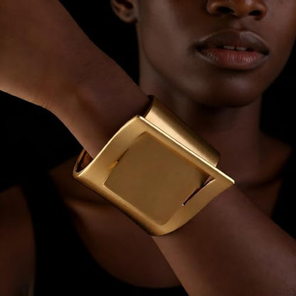 Exquisite and Stylish Gold Bracelet, Fashion Jewelry, Women's Gold Accessories – Ideal Gift for Mom, Wife or Girlfriend - style: Brushed Gold Geometric Wide Cuff Bracelet