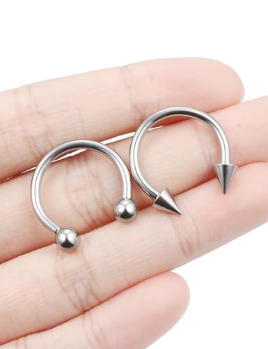 F136 Titanium 20/18/16/14/12/8/4/2g Septum Nose Rings Gauge Earrings Lip Rings Prince Albert Jewelry Internally Threaded Horseshoe Hoop Piercings - size: 12g*16mm