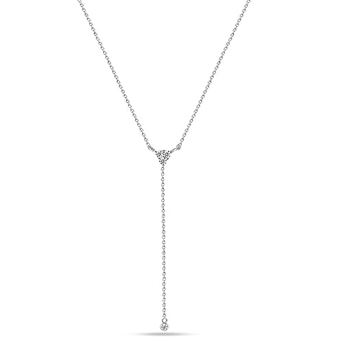LeCalla 925 Sterling Silver CZ Necklace for Women Jewelry Lightweight Adjustable Lariat Zirconia Choker Y Chain Necklace - color: Zirconia Y Necklace