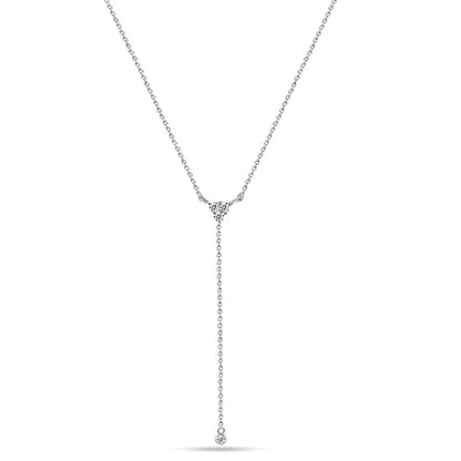 LeCalla 925 Sterling Silver CZ Necklace for Women Jewelry Lightweight Adjustable Lariat Zirconia Choker Y Chain Necklace - color: Zirconia Y Necklace
