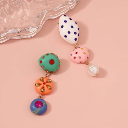 Candy Color Asymmetrical Acrylic Dangle Earrings Fun Statement Trendy Aesthetic Lightweight Jewelry for Women