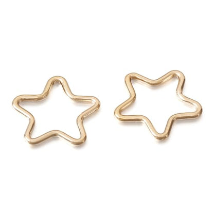 Elecrelive 5Pcs 14K Gold Filled Connector Charms Star Metal Linking Rings | Golden Connector Charms Pen Back Bezel Frame for Permanent Jewelry DIY Bracelet Necklace Earring Making - color: Golden-Star