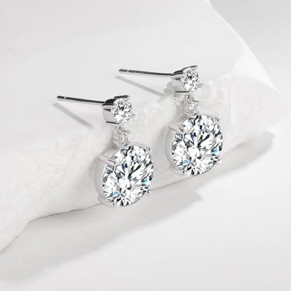 White Gold Earrings for Women Men Hoop and Stud Earring Set | Hypoallergenic 14K White Gold Plated Hoops Huggie Stud Earrings Set Round Cubic Zirconia Ear Jewelry - style: A6-White Gold-Hoop&Round Dangle Stud (4 Pairs)