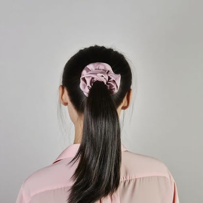 8pcs Claw Clips and Hair Scrunchies Set – 4 Square Hair Clips for Women, Medium Non-Slip Matte, 4 Large Satin Scrunchies, Hair Accessories for Thick Thin Hair, Party, Daily Use – Dusty Pink - color: Dusty Mauve Rose