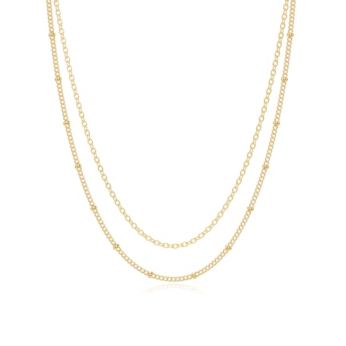 Dainty Sterling Silver Plated Diamond Choker Necklace for Women | Layered Created Diamond Pendent Necklace Set Non Tarnish, Stackable Cuban Chain Choker Jewelry - color: Gold-07