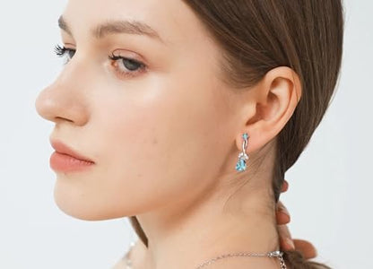 Jewelry Set for Women Bride Bridesmaid Wedding Party Prom Necklace Earrings Bracelet Set Gift for Mother Wife Friend - color: Sky Blue