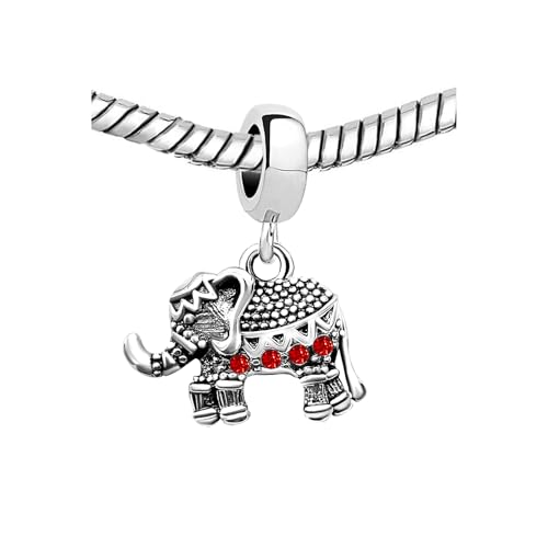 KunBead Elephant Birthstone Dangle Bead Birthday Charms Compatible with Pandora Bracelet for Women - color: July