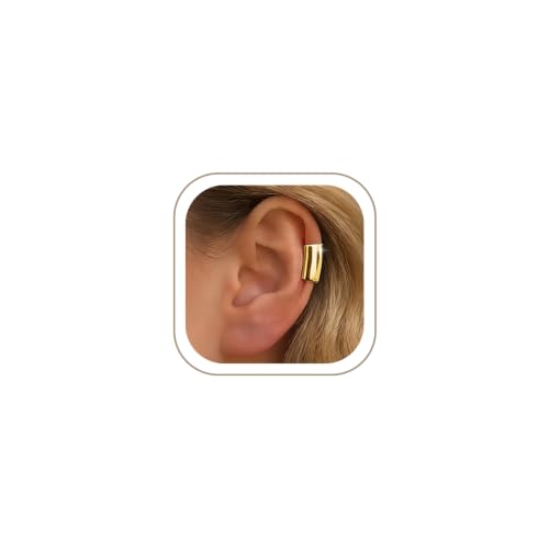 Gothic Clip On Ear Cuff Stainless Steel No Piercing Helix Cartilage | Hypoallergenic,Non Piercing Helix Cartilage,Gold Silver,Fake Earring,Lightweight,Punk Gothic Jewelry Gift Women Men - color: A3-Minimalist Design Gold