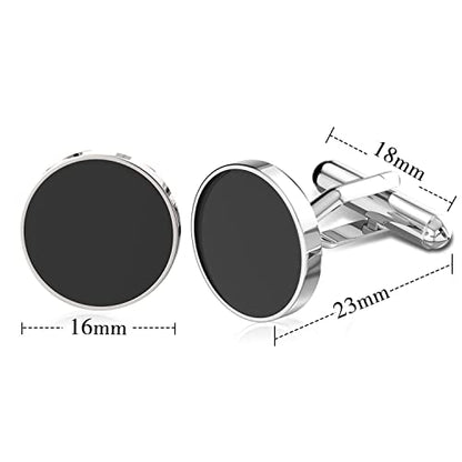 Cufflinks For Men, 316L Stainless Steel Tuxedo Shirt Cuff Links Accessories, Unique Business Groom Wedding Black Silver Gold Jewelry for Son, Father, Husband, Boyfriend