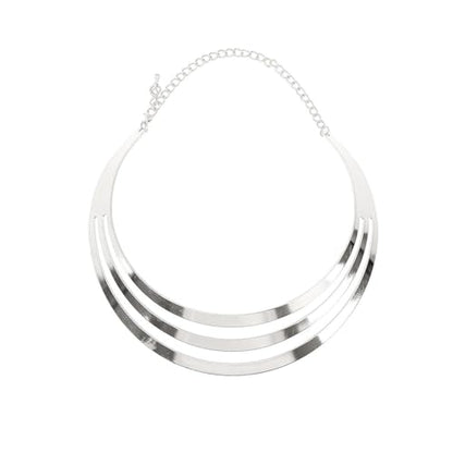 Chunky Gold Necklace Big Statement Chunky Necklace for Women African Tribe Wide Metal Choker Necklaces Jewelry - color: 04 Silver