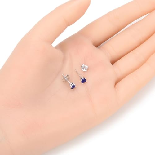 1 Pair Adabele Authentic Sterling Silver Birthstone Stud Earrings 4mm/0.25 Carat Tiny Cubic Zirconia Imitation Diamond Gemstone Hypoallergenic Nickel Free Tarnish Resistant Women Men Jewelry - color: September