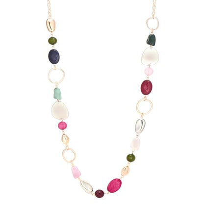 Long Gold Boho Necklaces for Women Beaded Statement Chain Long Necklace Gold Costume Jewelry Birthday Gifts for Her - color: 93-Colorful
