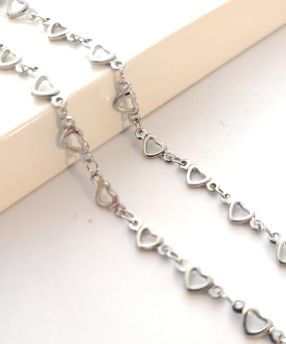 Silver Heart Anklet 10-inch for Women 304 Stainless Steel Chain Swim-Friendly Tarnish Resistant Dainty Versatile Ankle Bracelet Jewelry Gift Boxed
