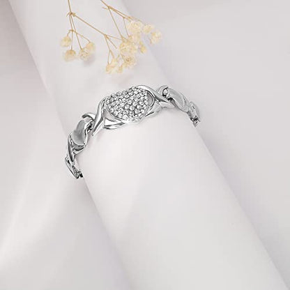 SYHOL Gold Jewelry Set 18K Gold Accessories for Women Jewelry Set Wedding Bridal Fashion Jewelry Sets Women Accessories Bracelets Earrings and Rings Sweetheart Gifts - color: Silver