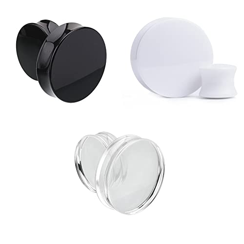 1 PAIR (2pcs) BLACK ACRYLIC PLUGS Double Flare Gauges Solid Saddle Thin Ear Flesh Tunnels 1014 - size: 15/16" (24MM)