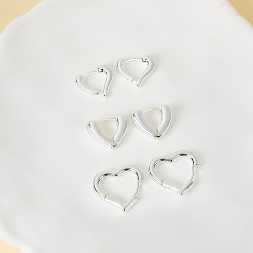 Heart Shaped Hoop Earrings for Women | 14k Gold Silver Plated, Small Heart Earring, Huggie Hoops, Lightweight, Jewelry Gifts - color: 01Heart-Silver