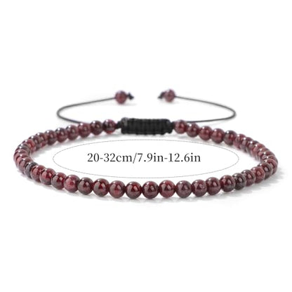 Lit Wall Crystal Anklets for Women Handmade Beach Boho Ankle Bracelet 4mm Adjustable Beaded Ankle Bracelet Waterproof Natural Stone Anklet Plus Size Anklets Gemstone Anklet Jewelry Gift for Her - style: Garnet