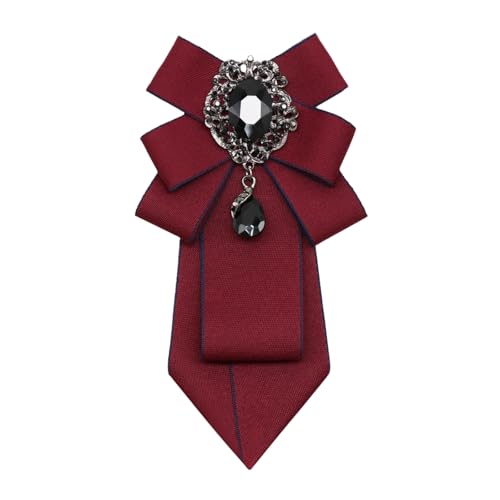 Big Crystal Bow Ties for Men Pre-tied Women Bowtie | Sparkly Laege Rhinestone, Eye-catching Edges, Adjusatble Strap, Polyester Fabric, 6.9"×3.7", Suitable for Suit Wedding Prom - color: Burgundy