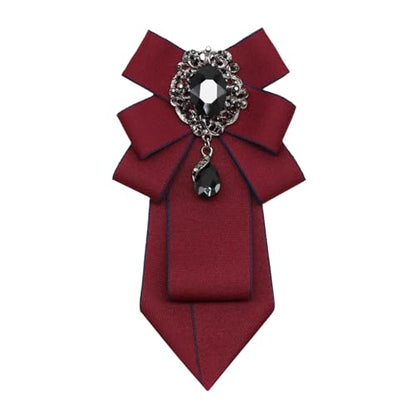 Big Crystal Bow Ties for Men Pre-tied Women Bowtie | Sparkly Laege Rhinestone, Eye-catching Edges, Adjusatble Strap, Polyester Fabric, 6.9"×3.7", Suitable for Suit Wedding Prom - color: Burgundy