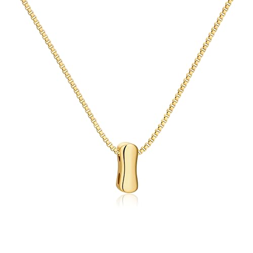 Bubble Gold Initial Necklaces for Women,14K Gold Plated A-Z Initial Necklaces for Women, Chunky balloon letter name Pendant Necklace Fashion Jewelry Gifts - color: I, style: Gold