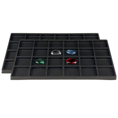 2-Pack 24-Compartments Flocked Velvet Jewelry Display Inserts - Tray/Case Liners - Ring Earrings Storage, (Black) by The Display Guys - color: Black, size: Compartments - 24