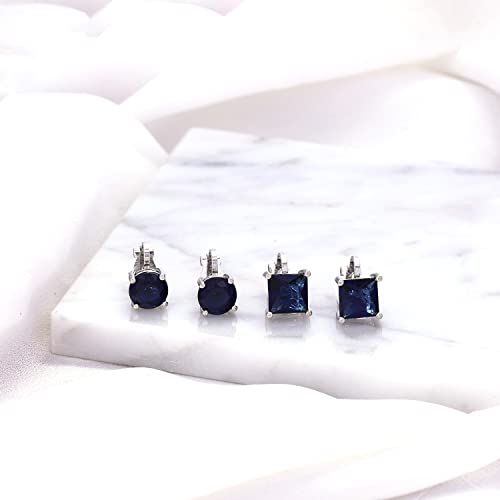 YOQUCOL 2 Pairs 8MM Cubic Zirconia Crystal Clip On Stud Earrings Non Pierced Stud Earrings For Women - color: Blue