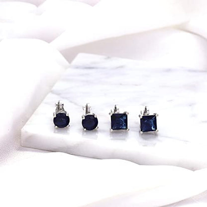 YOQUCOL 2 Pairs 8MM Cubic Zirconia Crystal Clip On Stud Earrings Non Pierced Stud Earrings For Women - color: Blue