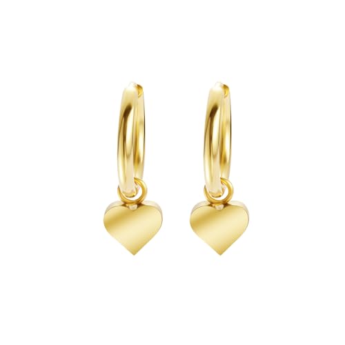 Women's Huggie Hoop Earrings with Small Cute Charm - style: Gold Heart