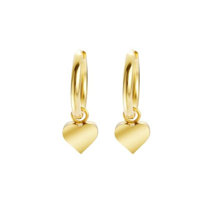 Women's Huggie Hoop Earrings with Small Cute Charm - style: Gold Heart