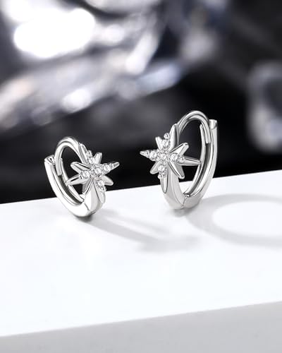 Clicker Rook Earrings, 20G Star Rook Piercing Jewelry, Stainless Steel Helix lobe Earrings Silver/Gold - color: WG-8MM