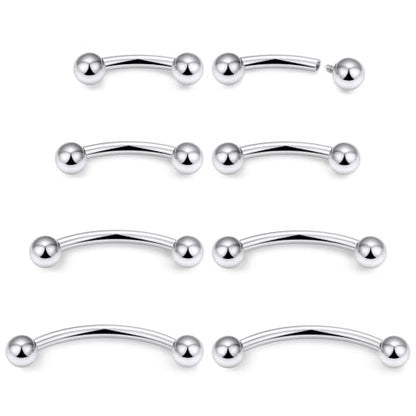 20G 18G 16G 14G 12G 8G 6G 4G 2G Astm F136 Titanium Internal Thread Eyebrow Piercing Jewelry Curved Barbell Vertical Labret Lip Daith Rook Earrings Navel Belly Button Ring Piercing Jewelry - style: 16G, 6mm 8mm 10mm 12mm Length, Ball
