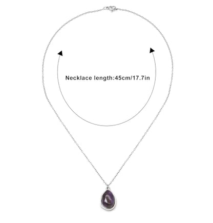 Stone Pendant Necklaces Gemstone Dangle Necklace 18K Gold Plated Teardrop Pendant Necklace for Women - color: Purple Silver