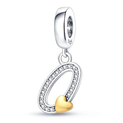 HappyStar Sterling Silver Letter Charms for Bracelets Alphabet Initial Dangle Charms Bead fit Pandora Bracelets Jewelry Gifts for Women - color: Letter charms O