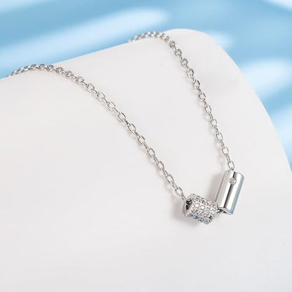 925 Sterling Silver Necklace for Women Trendy, Charming Layered Necklace with Cubic Zirconia Pendant for Her Womens Dainty Diamond Choker Necklaces Holiday Jewelry Gifts for Mom Wife Daughter Lover - color: CZ Necklace-silver05