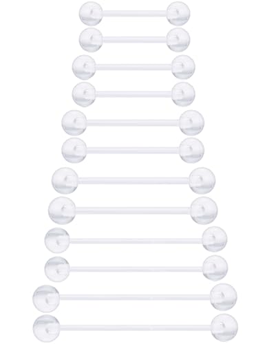 6mm-38mm 14G 16G Clear Plastic Nipple Tongue Ring Industrial Earrings for Surgery Pregnancy Belly Button Ring Bioflex Flexible Acrylic Straight Barbells Piercing Jewelry Retainer for Work Sport - color: 16G Bar Length 6mm-16mm
