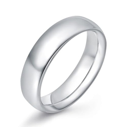 4mm 6mm Stainless Steel Rings Women Men High Polish Plain Dome Silver/Gold Wedding Band Comfort Fit - color: 6mm-Silver