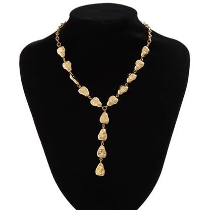 ZMANYIJEW Y-Shaped Collarbone Necklaces Irregular Baroque Metal Lava Necklace Simple Gold&Silver Plated Fashion Irregular Geometric Necklace for Women - color: gold