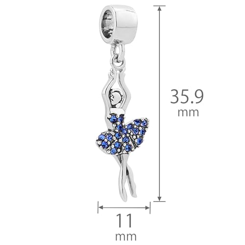 NARTGO Sparkling Dancing Women with Colorful Birthstone Charm Compatible with Pandora Bracelets Birthday Mother's Day Christmas Jewelry Gifts - color: September Blue