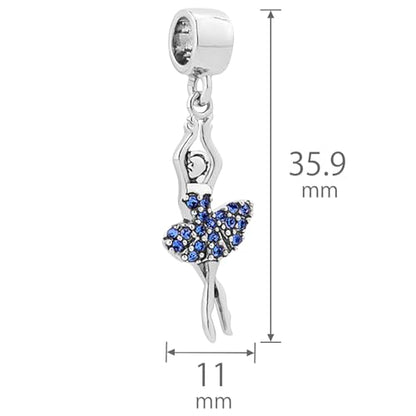 NARTGO Sparkling Dancing Women with Colorful Birthstone Charm Compatible with Pandora Bracelets Birthday Mother's Day Christmas Jewelry Gifts - color: September Blue