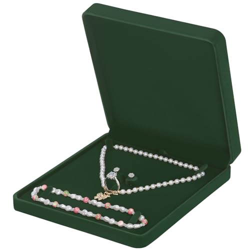 LETURE Velvet Jewelry Set Box, Velvet Gift Box for Bracelet Necklace Earring Ring (Green) - color: Green