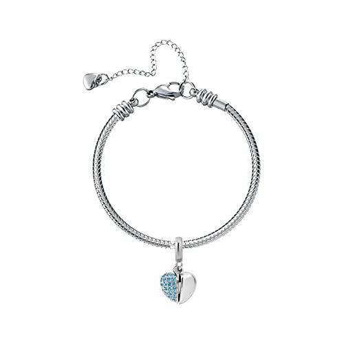 KunBead Daughter Heart I Love You Birthstone Dangle Charms Compatible with Pandora Bracelet Gift for Womens Birthday - color: Blue