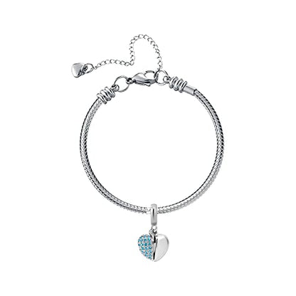 KunBead Daughter Heart I Love You Birthstone Dangle Charms Compatible with Pandora Bracelet Gift for Womens Birthday - color: Blue