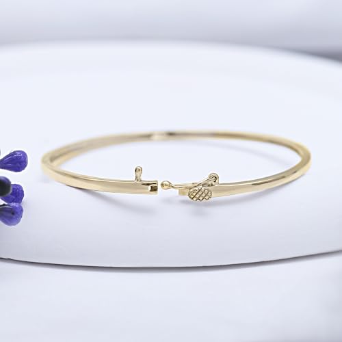 Classic Plain Design & 7 inch Bangle Bracelet for Women | Metal: Sterling Silver|Stone: Moissanite - color: Classic Plain