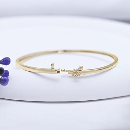 Classic Plain Design & 7 inch Bangle Bracelet for Women | Metal: Sterling Silver|Stone: Moissanite - color: Classic Plain