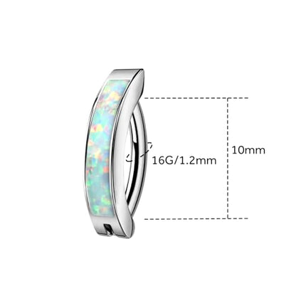 16G Labret Stud, G23 Titanium Vertical Labret Lip Piercing Jewelry, Gold Eyebrow Ring Clicker Belly Button Ring Hoop For Women Men - color: Silver, size: 10mm White Opal