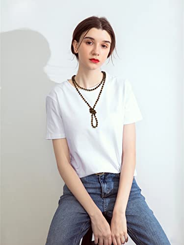Firstmeet Fashion Natural Round Wood Beads 60'' Long Strand Art Deco Necklace for Women - color: A